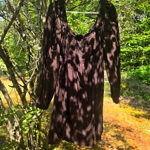 Chocolate Brown Long Sleeve GAP Mini Babydoll Dress Large
